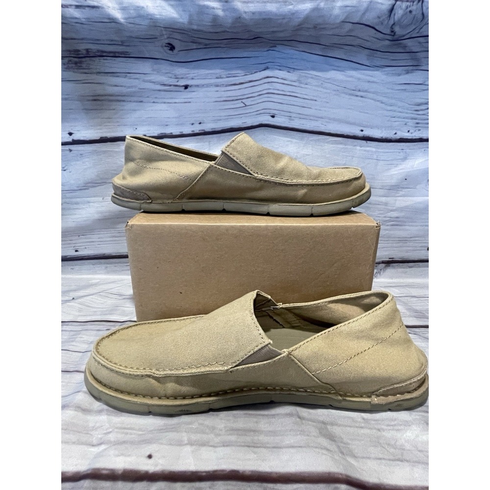 Crocs Santa Cruz Mens Brown Tan Canvas Slip On Loafers Shoes 201235 Size M11